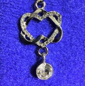 New White Gold Plated Double Hearts Necklace